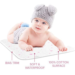 Kushies Deluxe Waterproof Changing Pad Liners - 20 x 30 inches Baby Changing Table Liners - Baby Changing Pads - Diaper Changing Flat Liner Pad Waterproof Portable (White w/Pink Stars)