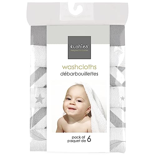 Kushies Baby Washcloths 6-Pack - Washcloths for Face & Body - Ultra Soft Baby Washcloths/Towels - Newborn Baby Wash Cloth - Girls PRT