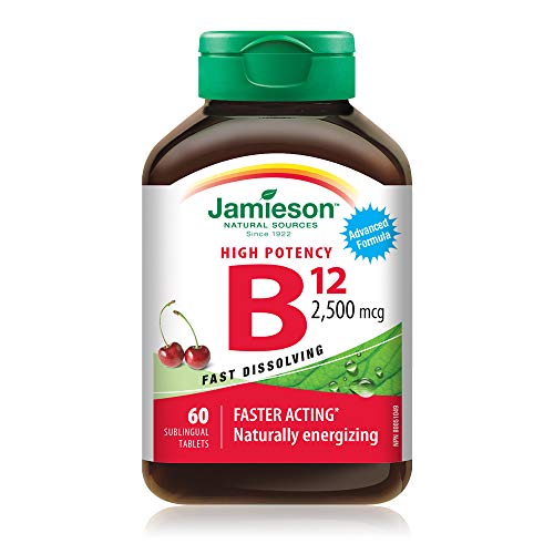 Jamieson Vitamin B12 Methylcobalamin 2,500 mcg High Potency Fast-Dissolving Tablets, 60 Tablets