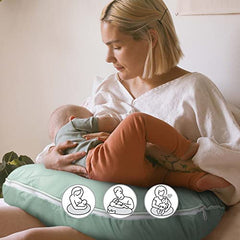 Boppy Nursing Pillow Organic Original Support, Soft Pine, Ergonomic Nursing Essentials for Bottle and Breastfeeding, Firm Hypoallergenic Fiber Fill, with 100% Organic Cotton Nursing Pillow Cover