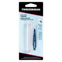 Tweezerman 1252TPR Mini Slant Tweezer Pattern, 1 Count, Blue Mosaic Pattern
