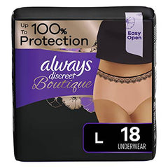 Always Discreet Boutique, Incontinence & Postpartum Underwear For Women, Maximum Protection, Large, 18 Count