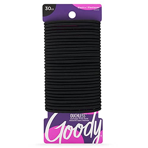 Goody Hair Elastics- 30 piece Black Polyband value pack for all hair types