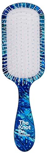 Conair The Knot Dr. Pro Printed Detangling Brush with Flexalite bristles For Women, Men All Hair Types-Lengths Wet to Dry (61686C), Blue