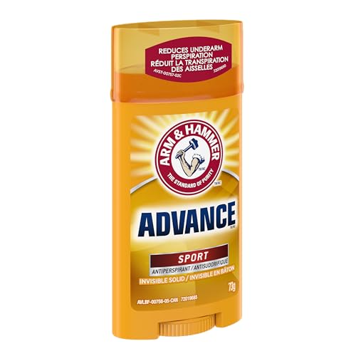 Arm & Hammer Advance Invisible Solid Antiperspirant Deodorant Stick, Sport, 48H Protection, 73g