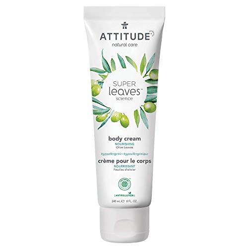 ATTITUDE Body Cream, EWG Verified, Hypoallergenic, Plant and Mineral-Based Ingredients, Vegan and Cruelty-free Beauty and Personal Care Products, Nourishing, Olive Leaves, 240 ml