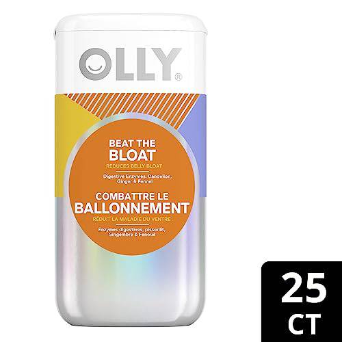 OLLY Beat The Bloat Capsules, Belly Bloat Relief for Gas and Water Retention, Digestive Enzymes, Vegetarian, Supplement for Women - 25 Count