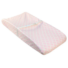 Ben & Noa Flannel Fitted Change Pad Sheet with Slits for Safety Straps, Pink Lattice