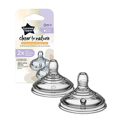 Tommee Tippee Closer to Nature Baby Bottle Feeding Nipple Replacement, Extra Slow Flow,  0+ months, 2 Count