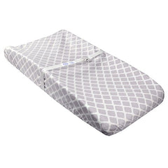 Ben & Noa Flannel Fitted Change Pad Sheet with Slits for Safety Straps, Grey Lattice