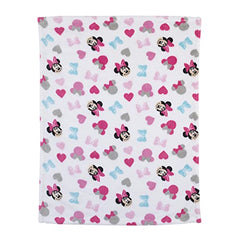 Disney Minnie Mouse Plush Pink, White, Aqua Baby Blanket