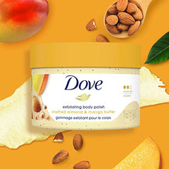 Dove Exfoliating Body Polish Renews Skin Crushed Almonds and Mango Butter sulfate free body exfoliator 298 g