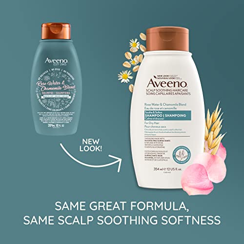 Aveeno Rose Water & Chamomile Shampoo for Dry Hair, Hydrating, 354 milliliters