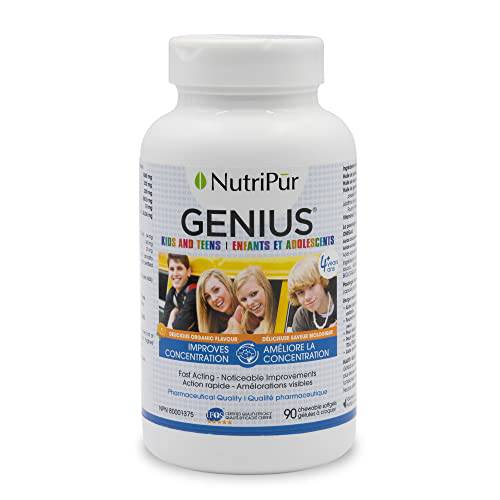 Nutripur GENIUS Kids and Teens - Concentration ADD/ADHD formula, 90 chewable softgels