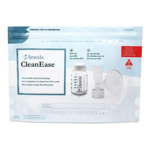 Ameda CleanEase Microwave Steam Sanitization Bags, 100ct, BPA Free, up to 20 Uses per Bag