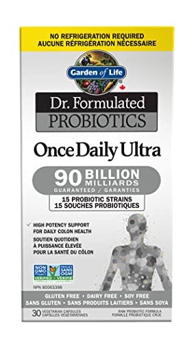 Garden of Life - Dr. Formulated Probiotics Once Daily Ultra | High Potency Support For Gut & Colon Health |90 Billion CFU + 15 Probiotic Strains | Shelf Stable | Gluten Free, Dairy Free, Soy Free