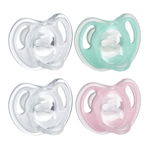 Tommee Tippee Ultra-Light Silicone Baby Pacifier, Girl - 0-6m, 4pk, Pink