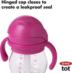 OXO Tot Transitions Straw Cup with Removable Handles, Pink, 6 Ounce