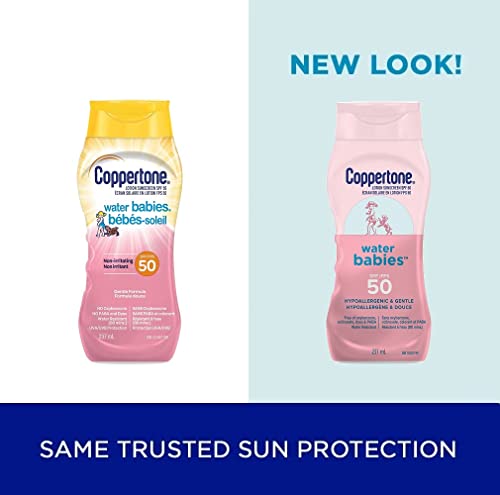 Coppertone Waterbabies Sunscreen Lotion Spf 50, Water Resistant Sun Protection for Babies, Gentle Sunscreen Face and Body Lotion for Baby, 237 ml.