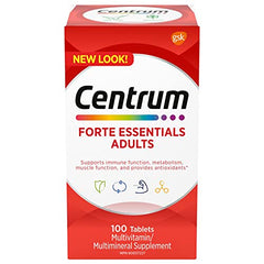 Centrum Adult Forte Essentials Mulitvitamins/Minerals Supplement for Men & Women, 100 Tablets (Packaging May Vary)