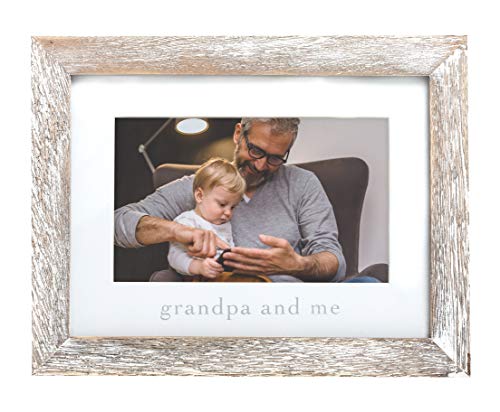 Pearhead Grandma & Me Keepsake Rustic Picture Frame, New Grandpa Gifts from Baby, Distressed Wood, 4" x 6"