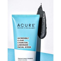 ACURE Incredibly Clear Charcoal Lemonade Facial Scrub, 100% Vegan, for Oily To Normal & Acne prone skin | charcoal, Lemon & Blueberry - Exfoliates & Detoxifies 4 fl Oz (Packaging May Vary)