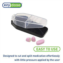 EZY DOSE Pill Cutter and Splitter Cuts Pills, Vitamins, Tablets Stainless Steel Blade Travel Sized, Black