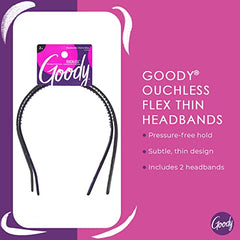 Goody Ouchless Flex Thin Pressure-Free Headband, 2 Count