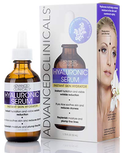 Advanced Clinicals Hyaluronic Acid Face Serum Skin Care Facial Moisturizer To Restore Skin, Anti Aging Serum For Face, Wrinkles, Dark Spots, Fine Lines, & Dry Skin, 1.75 Fl Oz