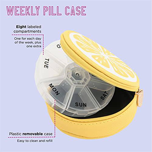 Miamica Women's Pill Case, Lemon Round, Yellow