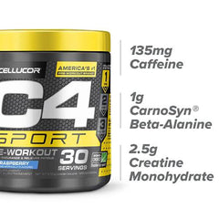 Cellucor C4 Sport Blue Raspberry Concentrated Energy & Performance Powder - Zecoya