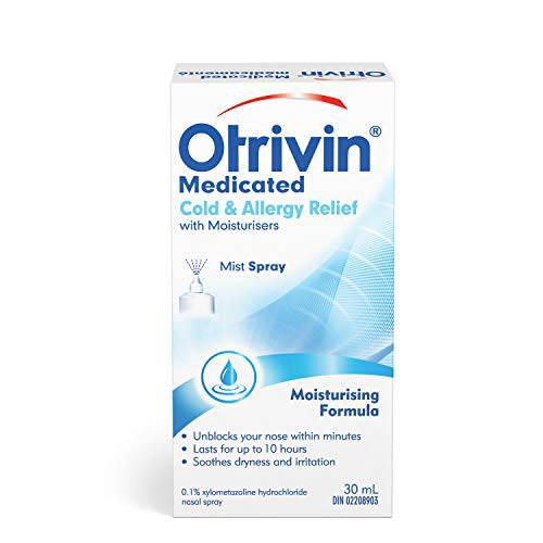 Otrivin Nasal Spray, Cold & Allergy Medication with Moisturizer, Nasal Decongestant, 30 mL