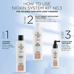 Nioxin System Kit 3, For Color Treated Hair with Light Thinning, Trial Size (1 Month Supply)