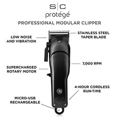 StyleCraft Protégé Cordless Hair Clipper Super Charged Motor, Matte Metallic Black