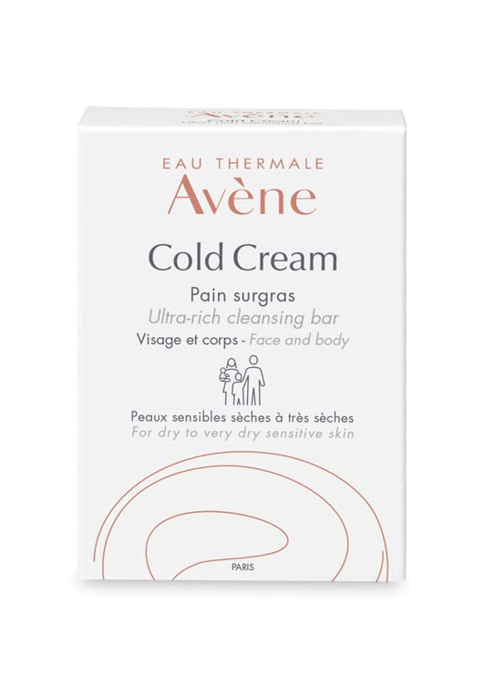 Eau Thermale Avene Cold Cream Ultra-Rich Cleansing Bar for Very dry Skin, Nourishing soap-free bar, 100 g