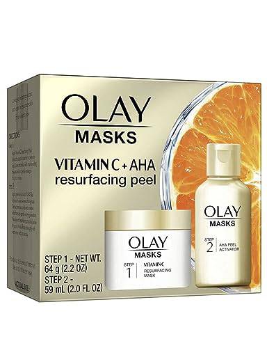 Olay Vitamin C Face Mask Kit, Exfoliator Kit with Mask, Silica, & Exfoliating Aha Peel 4.2 Fl Oz