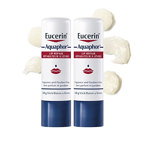 EUCERIN AQUAPHOR Lip Balm Repair Stick DUO PACK for Dry, Chapped and Cracked Lips, 2x4.8g | Aquaphor Lip Repair | Non-Comedogenic Lip Balm | Fragrance-free Lip Balm | Recommended by Dermatologists