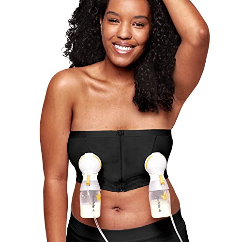 Medela Hands Free Pumping Bustier | Easy Expressing Pumping Bra with Adaptive Stretch for Perfect Fit | Black Medium