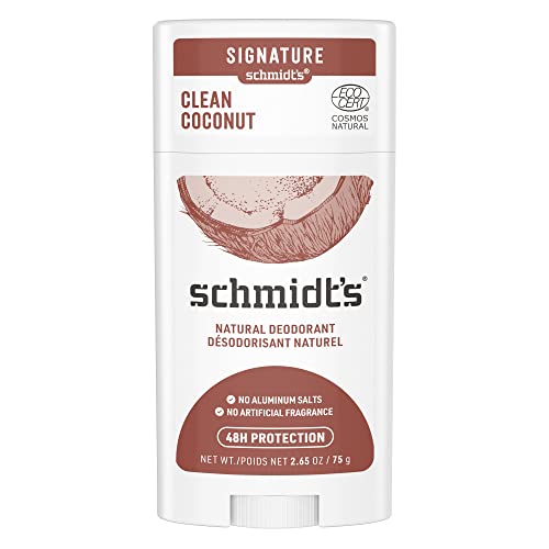 Schmidt's Deodorant Natural Stick for Women and Men Clean Coconut with 48 Hour Protection, No Aluminum Salts, Cruelty-free, Vegan Deodorant 75 g