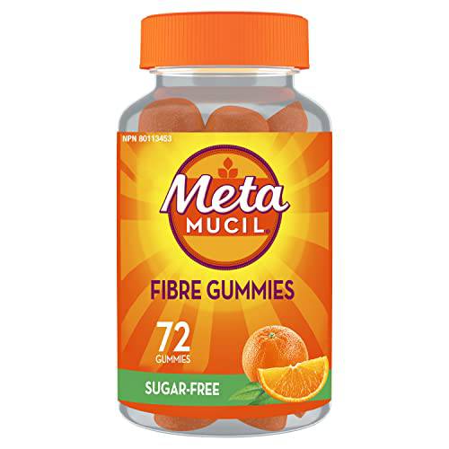 Metamucil Fibre Supplement Gummies, No Sugar Added, Orange Flavour, Prebiotic, Plant-Based, 72 Count, (Package May Vary)