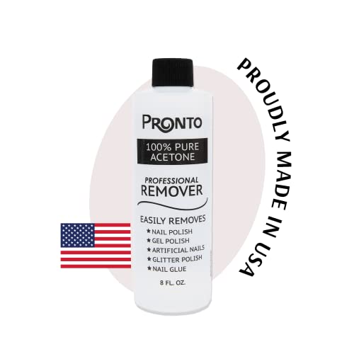 Pronto 100% Pure Acetone - Quick, Professional Nail Polish Remover - for Natural, Gel, Acrylic, Sculptured Nails 8 fl. oz.