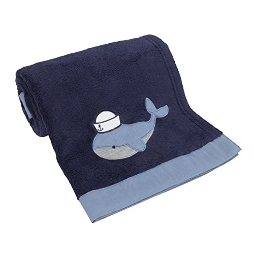 NoJo Nantucket Adventure Super Soft Blue Baby Whale Blanket