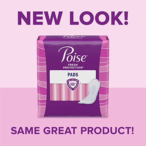 Poise Incontinence Pads & Postpartum Incontinence Pads, 4 Drop Moderate Absorbency, Long Length, 16 Count