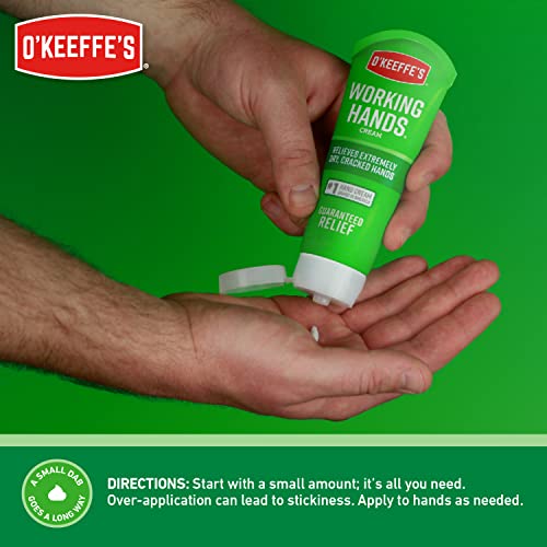 O'Keeffe's Working Hands Hand Cream, Extremely Dry Cracked Hands, Relieves and Repairs, Boosts Moisture Levels, Two 3.0oz/85g Tubes, (Pack of 2) 108509