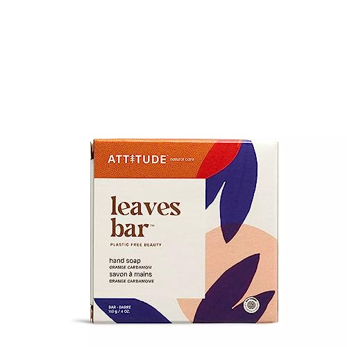 ATTITUDE Hand Wash Soap Bar, EWG Verified and Plastic-free Body Care, Vegan and Cruelty-free, Orange Cardamom, 113 g