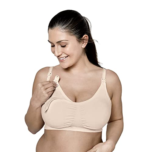 Medela 3 in 1 Nursing and Pumping Bra | Breathable, Lightweight for Ultimate Comfort When Feeding, Electric Pumping or in-Bra Pumping, Chai, Large