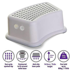 Dreambaby - Toddler Step Stool With Non Slip Base, Kids Step Stool for Bathroom, Potty Training and Kitchen - Grey Dots