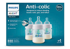 Philips Avent Anti-colic Baby Bottle with AirFree Vent 4oz, 3 pack, SCY701/03, Clear