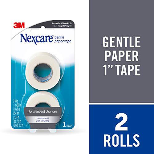 Nexcare Gentle Paper First Aid Tape, Ideal for Securing Gauze and Dressings, 1 in X 10 Yds Carded, 2 Pk