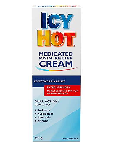 Icy Hot Extra Strength Pain Relieving Cream for Back, Knee, and Joint Pain Relief - 85g Tube - Suitable for Discomfort Caused by Sciatica, Arthritis, and Neck Pain - Fast and Effective on Sprains and Strains